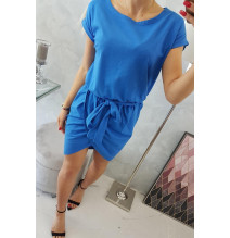 Bavlnené šaty s opaskom MI8980 azurovo modré