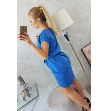 Bavlnené šaty s opaskom MI8980 azurovo modré