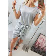 Cotton dress with belt MI8980 gray
