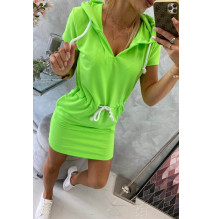 Dress with pockets and hood MI8982 green neon