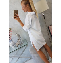 Šaty s predĺženou zadnou stranou a kapucňou MI9078 biele