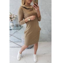 Šaty s kapucňou a vreckami MIG8847 camel