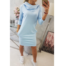 Šaty s kapucňou a vreckami MIG8847 nebesky modré