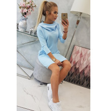 Šaty s kapucňou a vreckami MIG8847 nebesky modré