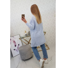 Dámsky sveter s rukávmi typ netopiera MI2019-13 nebesky modrý