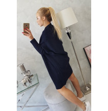 Dámsky sveter s rukávmi typ netopiera MI2019-13 tmavomodrý