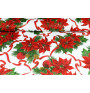 Fabric cotton Christmas roses on white, h. 140 cm