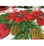 Fabric cotton Christmas roses on white, h. 140 cm