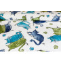 Cotton fabric blue kitties, h. 140 cm