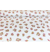 Cotton fabric pink teddy bears, h. 145 cm