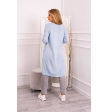Modischen langen Pullover mit Taschen MI2020-3 hellblau