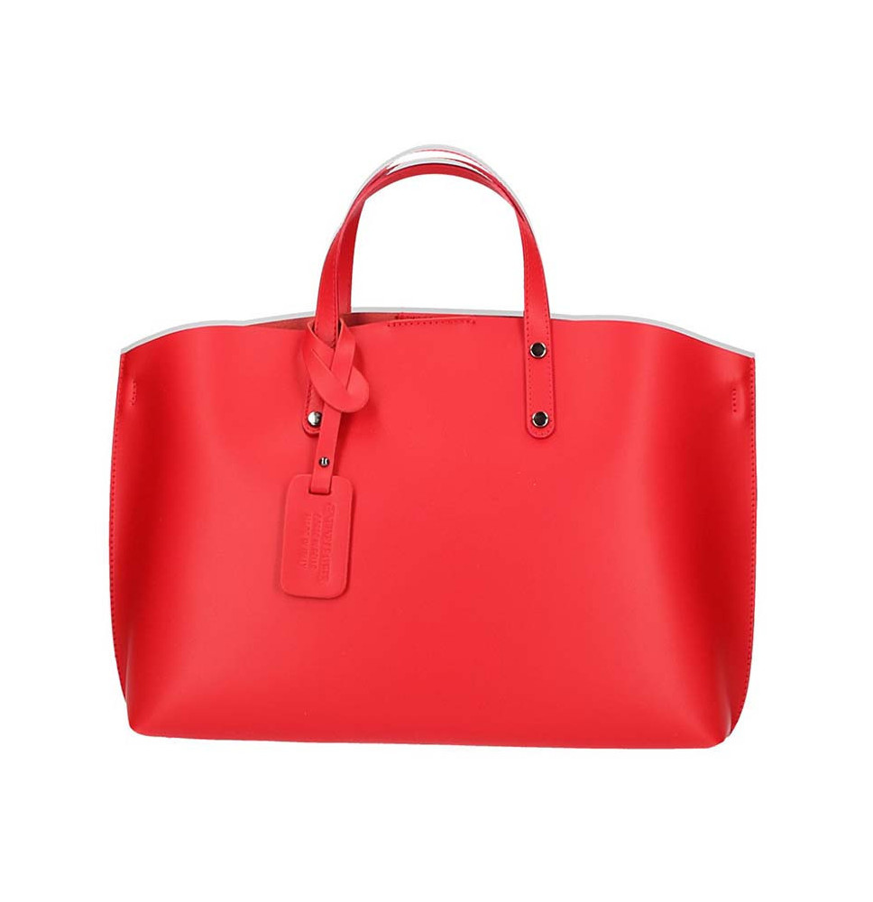 Červená kožená kabelka do ruky 1417 MADE IN ITALY Červená
