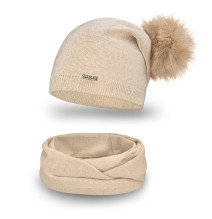 Berretto e scaldacollo da donna MI67B beige