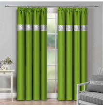 Tenda con nastro e zirconi 140x250 cm verde chiaro