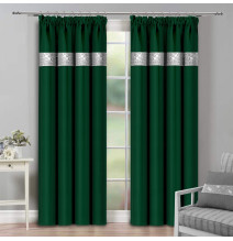 Curtain with plater tape and with zircons 140x250 cm dark green