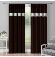 Curtain with plater tape and with zircons 140x250 cm dark brown