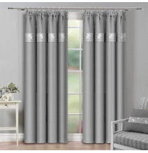 Tenda con nastro e zirconi 140x250 cm grigio chiaro