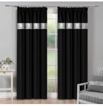 Curtain with plater tape and with zircons 140x250 cm black