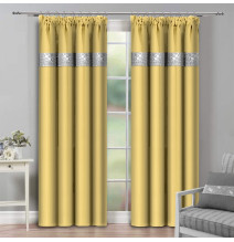 Curtain with plater tape and with zircons 140x250 cm yellow pastel