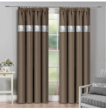 Curtain with plater tape and with zircons 140x250 cm mocca