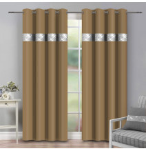 Curtain on rings with mirrors 140x250 cm beige