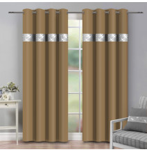 Curtain on rings with mirrors 140x250 cm beige