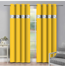 Curtain on rings with mirrors 140x250 cm yellow