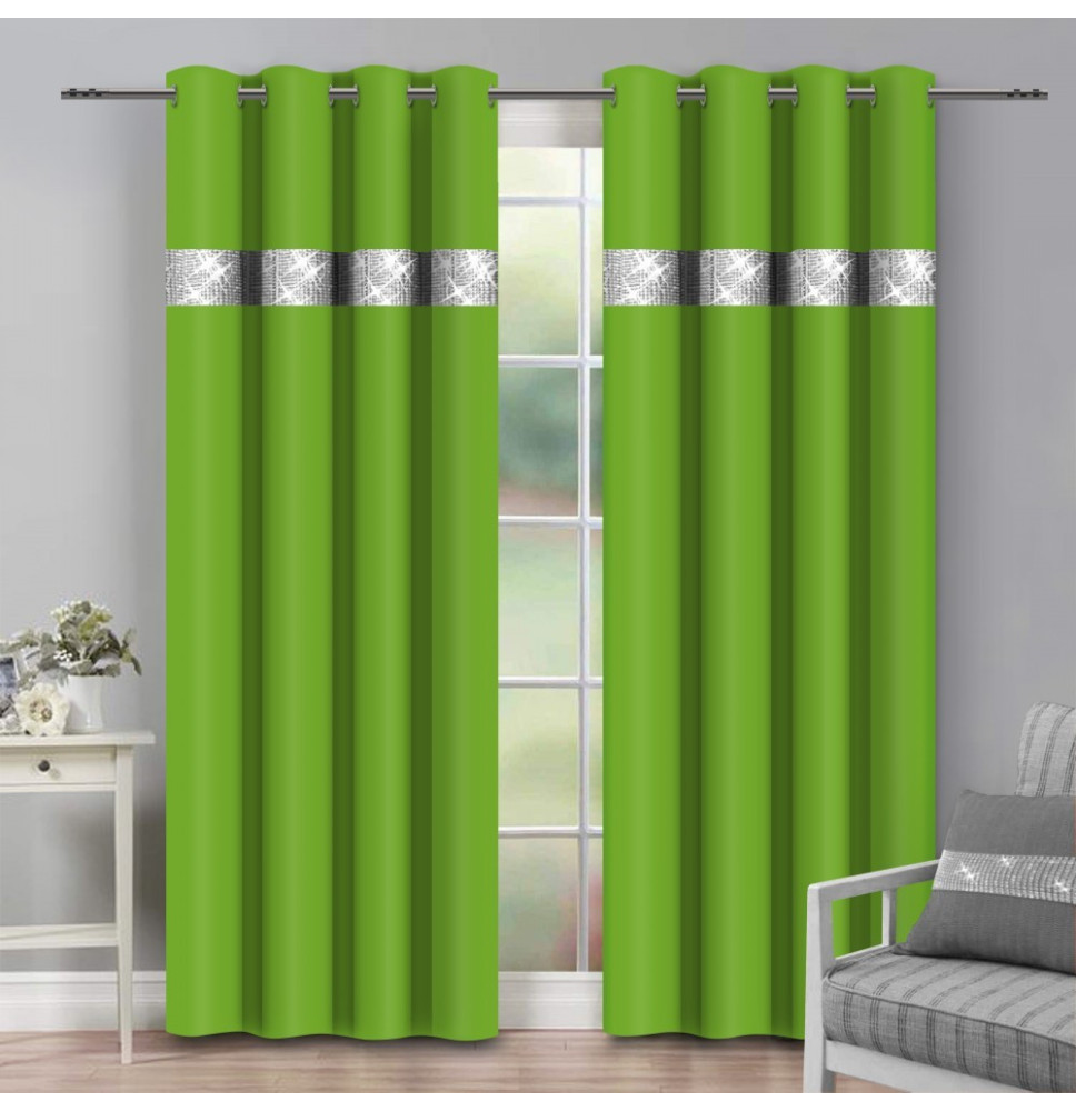Curtain on rings with mirrors 140x250 cm light green
