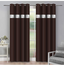 Curtain on rings with mirrors 140x250 cm dark brown