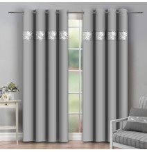 Curtain on rings with mirrors 140x250 cm light gray