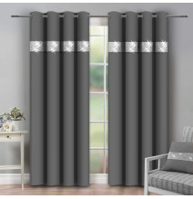 Curtain on rings with mirrors 140x250 cm dark gray