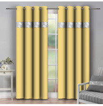 Curtain on rings with mirrors 140x250 cm pastel yellow