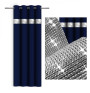 Curtain on rings with mirrors 140x250 cm dark blue
