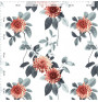 Curtain with plater tape 140x230 cm white with red flowers