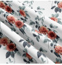 Curtain with plater tape 140x230 cm white with red flowers