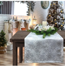 Christmas table runner with silver flakes