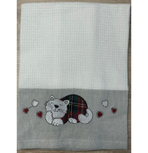 Cotton kitchen towel with Deer embroidery