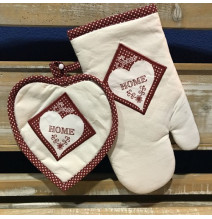 Guanto per forno + presina Home rosso