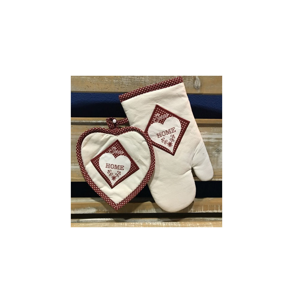 Küchenhandschuh + Topfboden Home rot