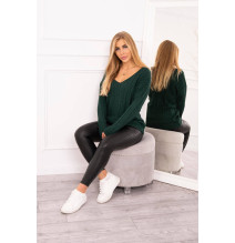 Ladies sweater with neckline 2019-33 dark green