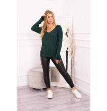 Ladies sweater with neckline 2019-33 dark green