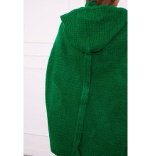 Dámsky sveter s kapucňou a rukávmi typ netopiera MI2019-16 zelený