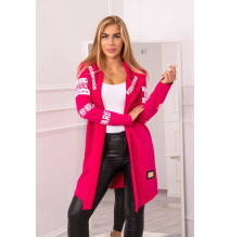 Dámsky kardigán s nápismi MI033 fuchsia
