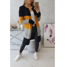Ladies long sweater with wide stripes MI2019-12 mustard