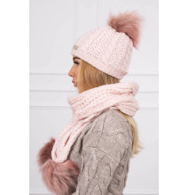 Női téli kalap és sál MIK199 rózsaszín