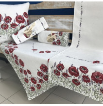 Gobelin tablecloth Red wild poppies Chenille 932