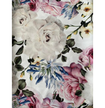 Tenda su anelli  140x250 cm bianco, fiori