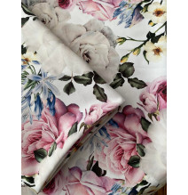 Tenda con nastro 140x250 cm bianco, fiori