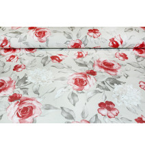 Cotton tablecloth roses on beige