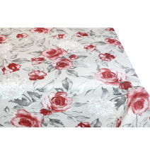Cotton tablecloth roses on beige